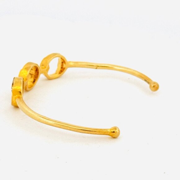 Cove Gold Over Sterling Silver 925 Open Cuff Bangle Bracelet, CZ & Glass, 6.5", - Picture 6 of 13